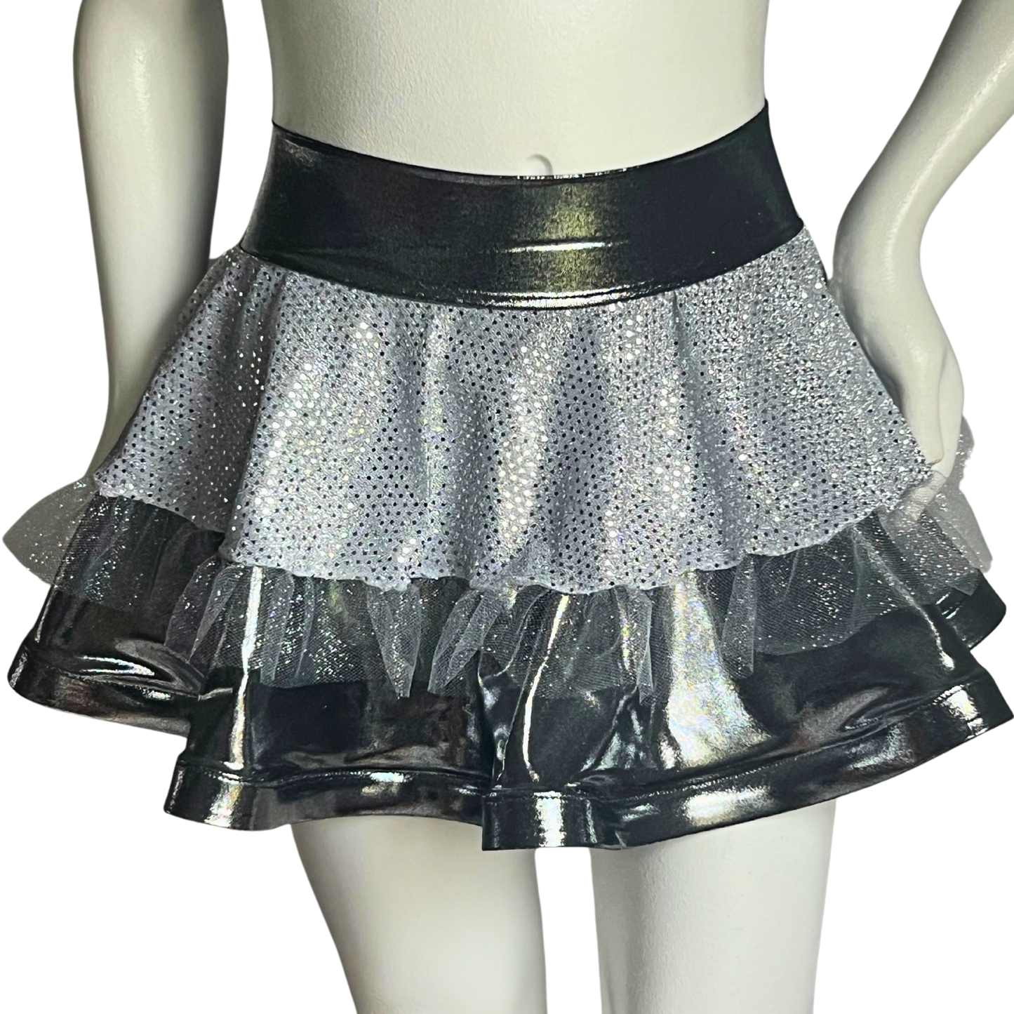 Black Silver/White Silver Badass Bow Skirt