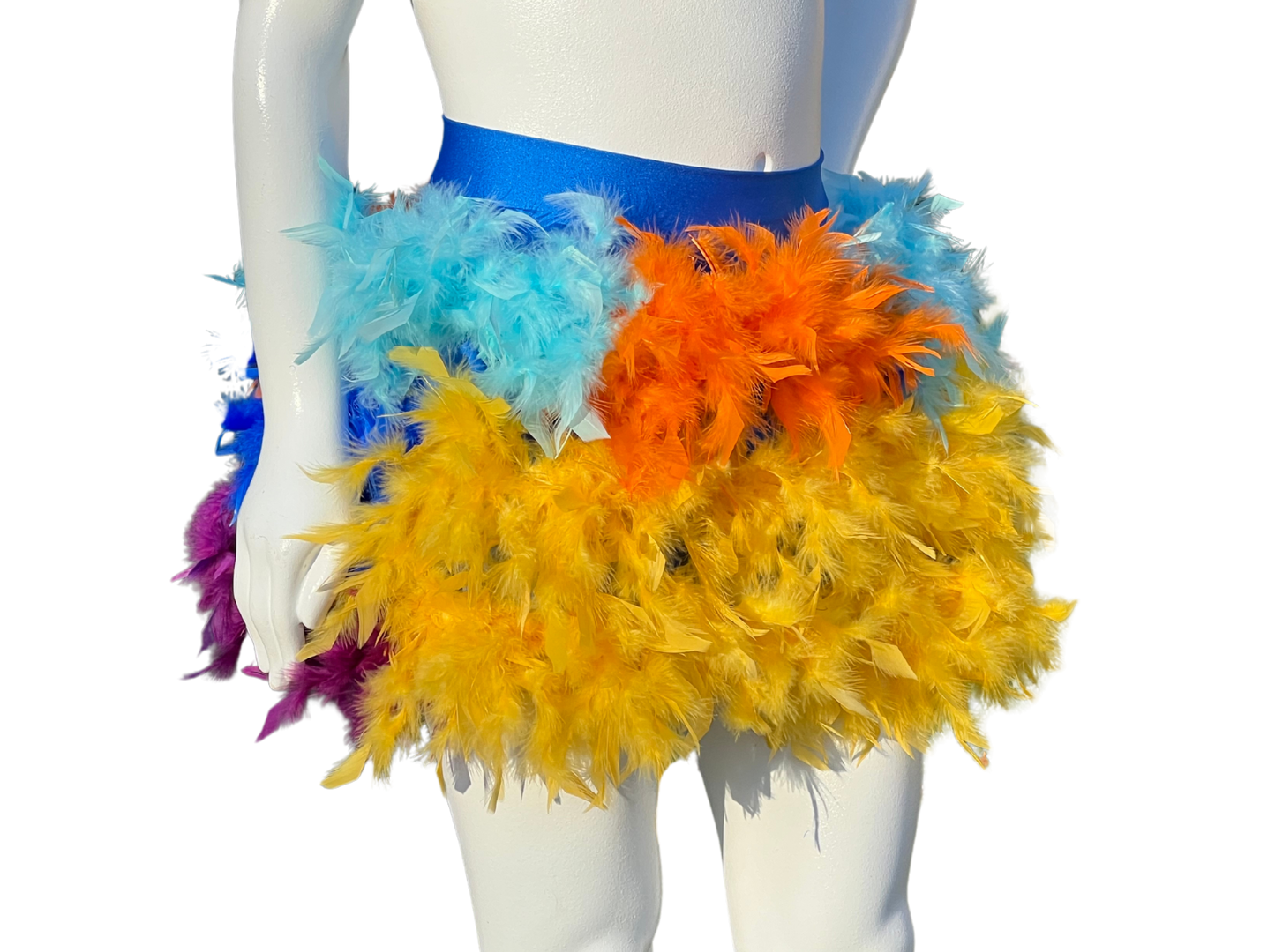 Rainbow Bird Feather Skirt - Size L 34-36 inch waist