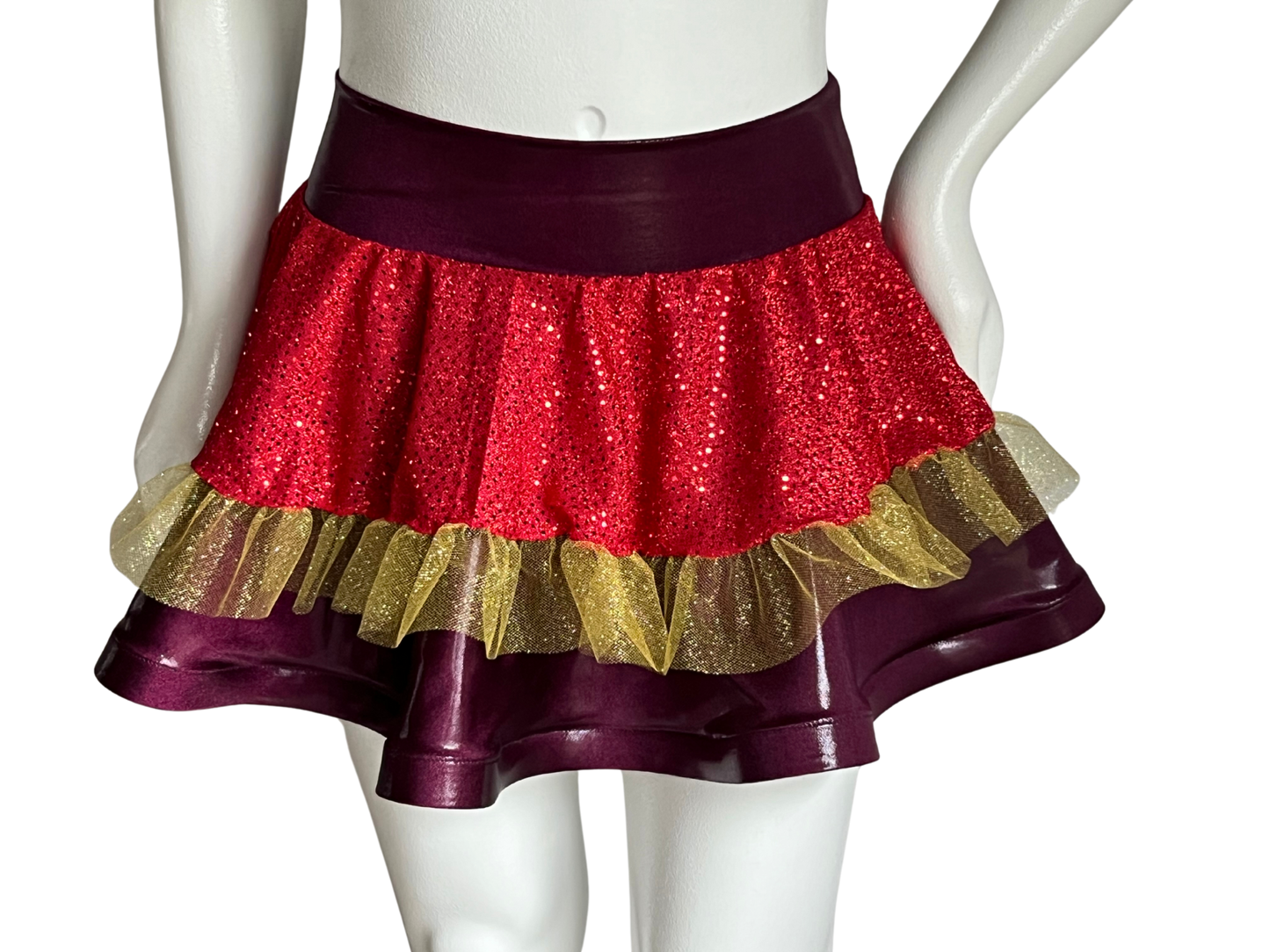 Burgundy/Red Badass Bow Skirt - Size L 34-36 inch waist