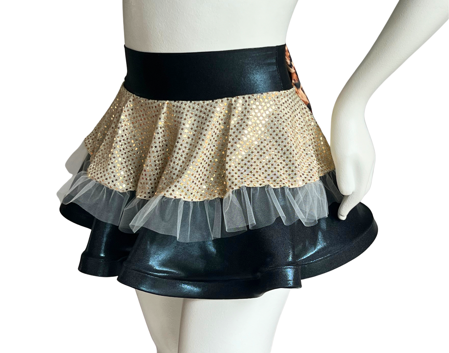 Black/White Gold Badass Bow Skirt