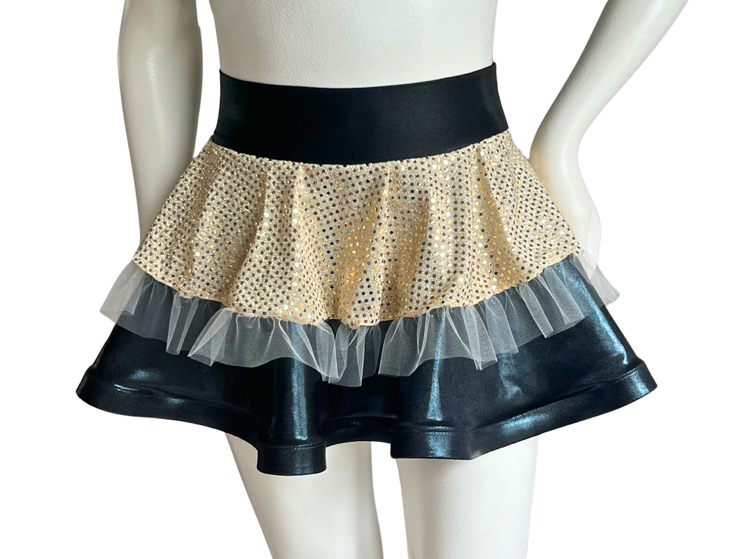 Black/White Gold Badass Bow Skirt