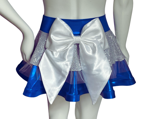 Deep Blue/White Silver Badass Bow Skirt