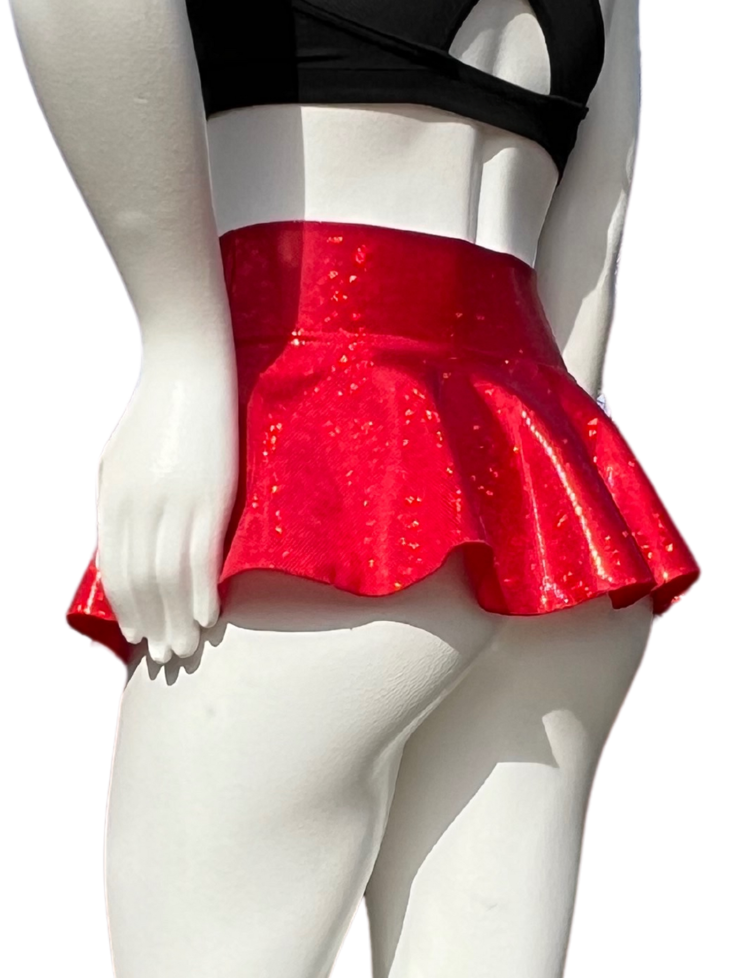 Red Holographic Rave Skirt