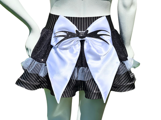 Black Silver Stripe/Black Badass Bow Skirt