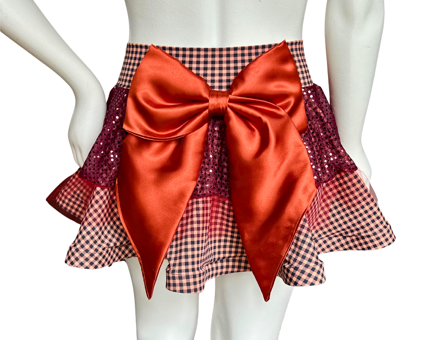 Plaid/Burgundy Badass Bow Skirt