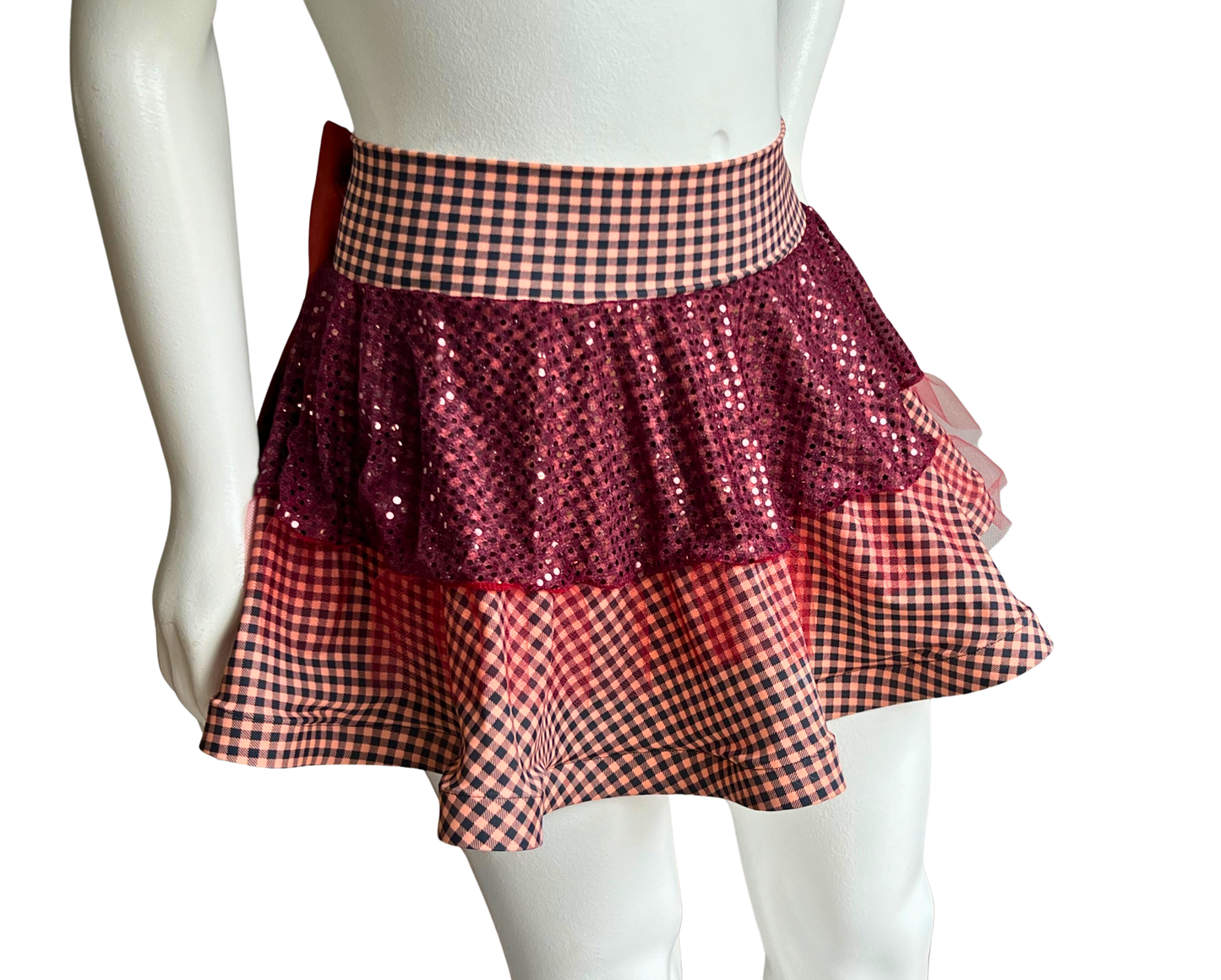 Plaid/Burgundy Badass Bow Skirt