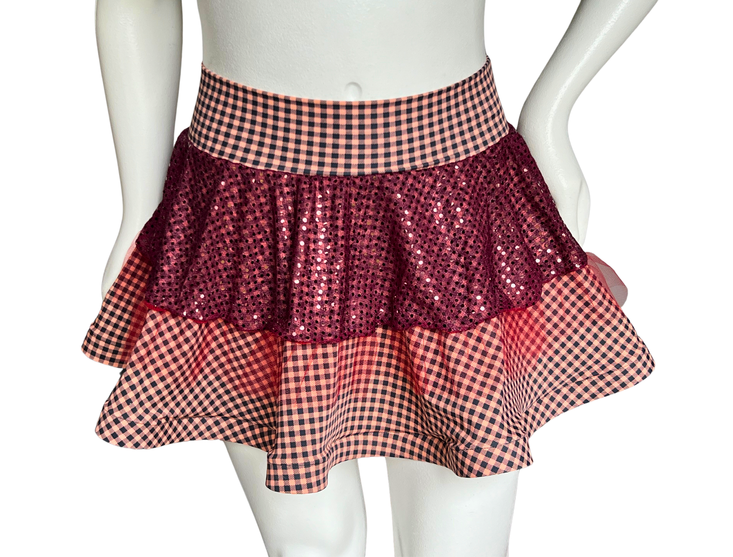 Plaid/Burgundy Badass Bow Skirt