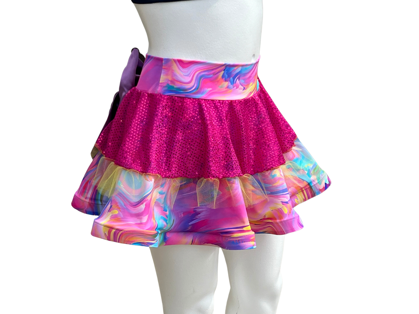 Swirl/Magenta Badass Bow Skirt