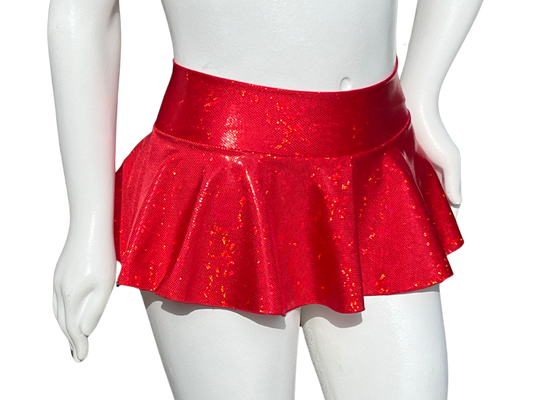 Red Holographic Rave Skirt